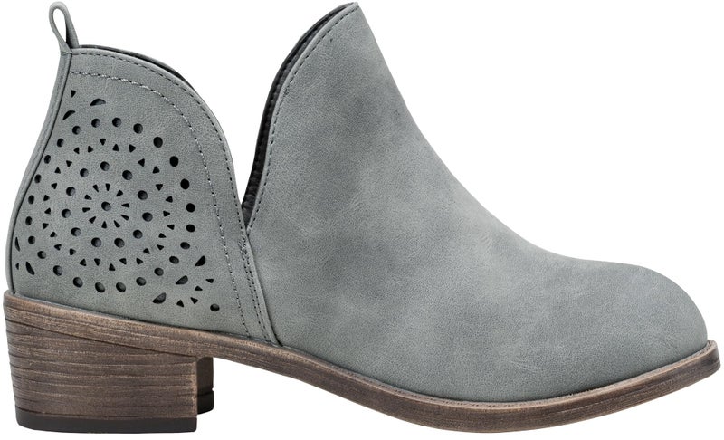 Vepose Women's Ankle Boots, Low Heel Chunky Cutout Booties, 912 - Grey, Gray, Size 9 US - Perforated Western Shoes (CJY912 Grey 09) - Image 1